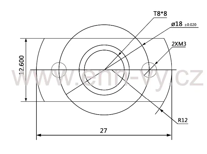 Trapézová matice rovná T8x8